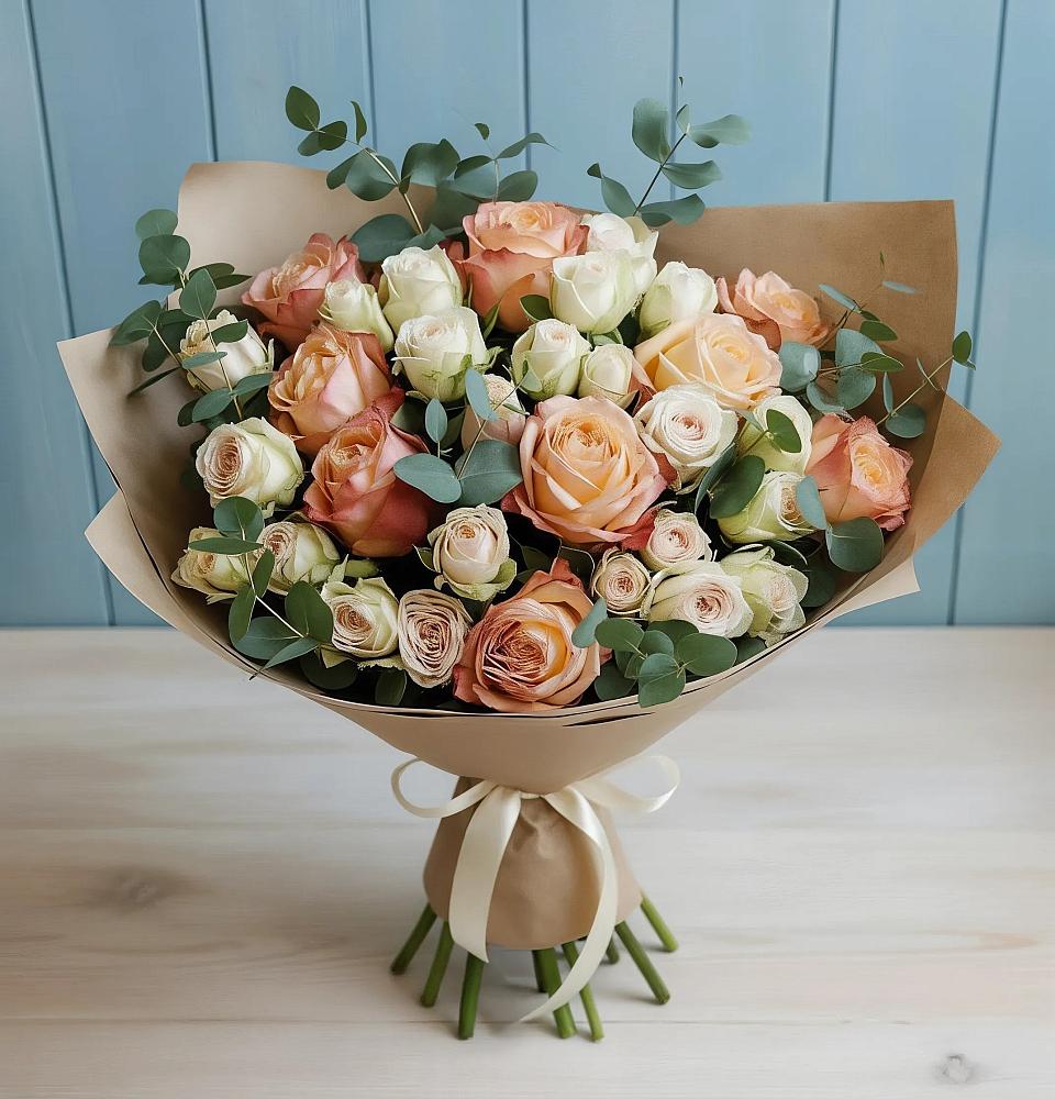 Букет цветов из: Альстромерии и Розы в Кандалакше