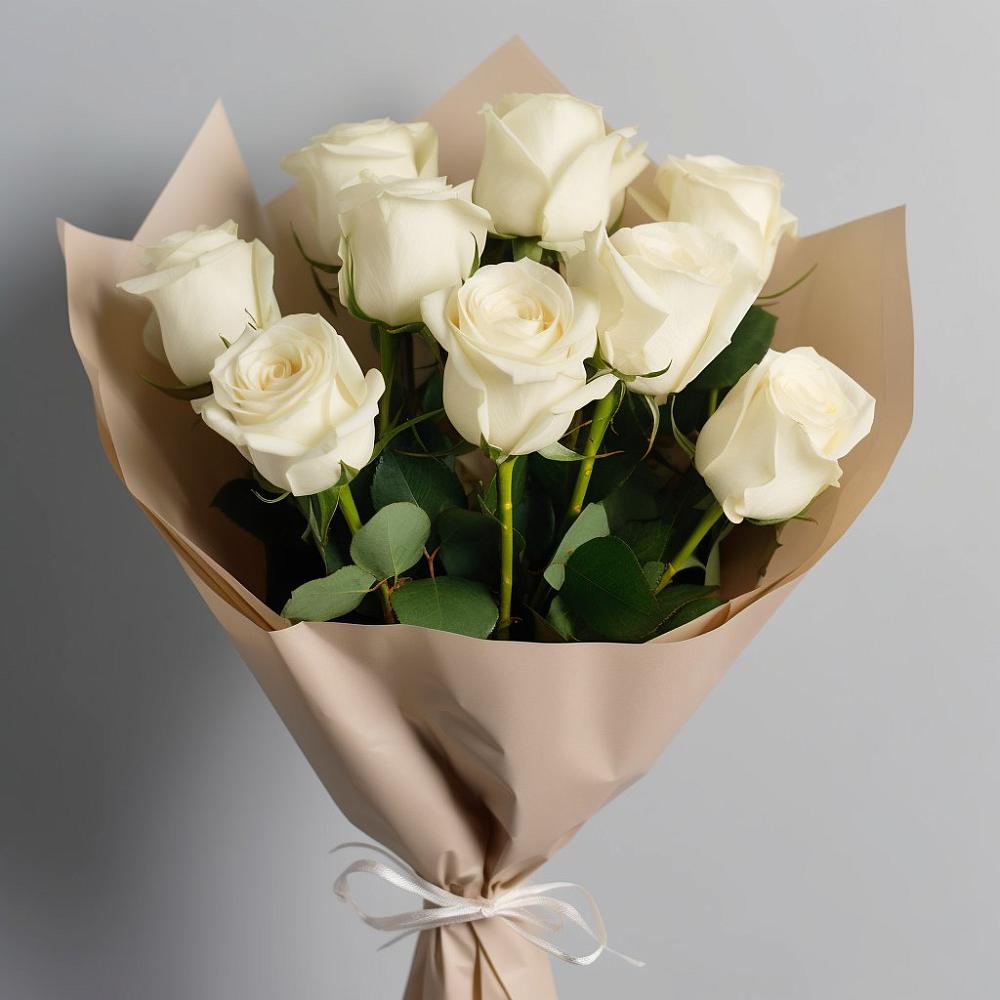 Букет 9 Белых роз Эдлесс Лав в Кандалакше