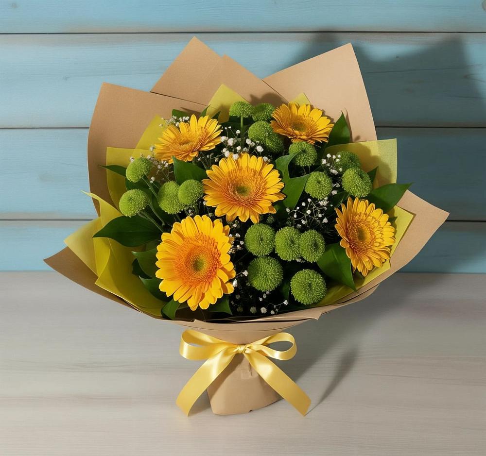 Букет цветов из: Герберы и Хризантемы в Кандалакше