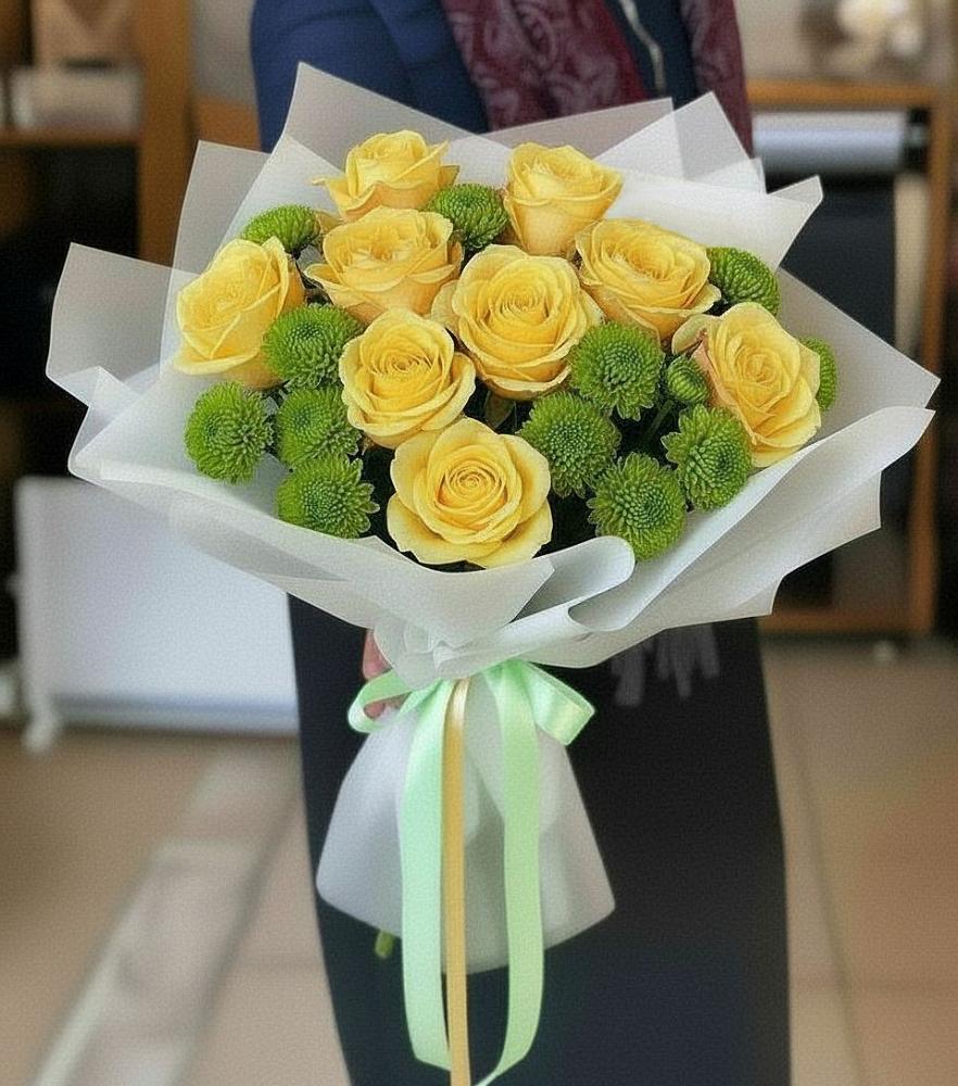 Букет цветов из: Хризантемы и Розы в Кандалакше