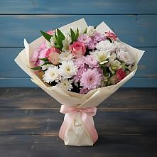 Букет цветов из:  Хризантемы, Альстромерии и Розы в Кандалакше