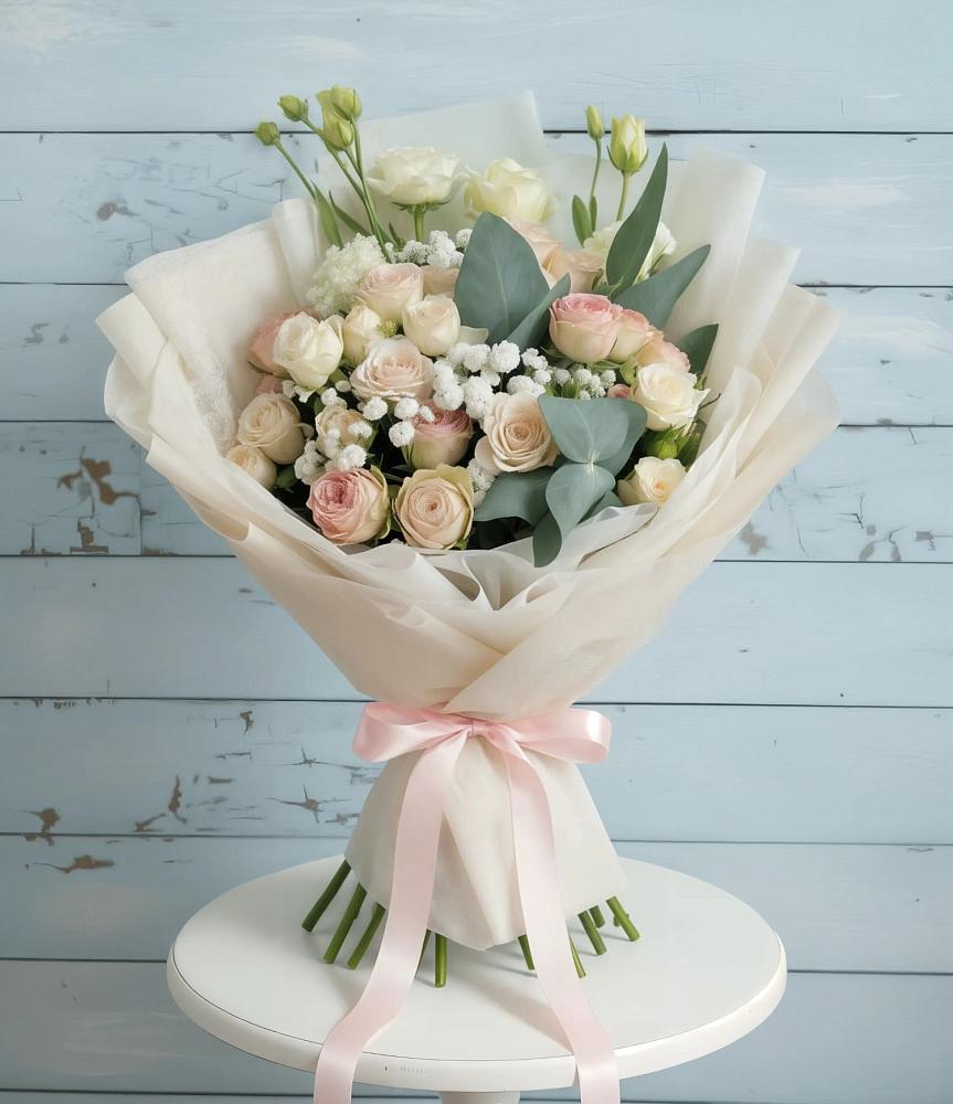 Букет цветов из: Розы и Лизиантусы в Кандалакше