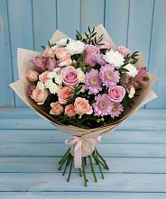 Букет цветов из:  Хризантемы, Розы и Альстромерии в Кандалакше