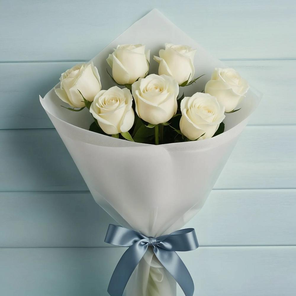 Букет 7 Белых роз Эдлесс Лав в Кандалакше
